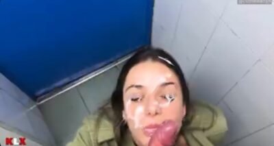 Russian baddie sucking dick in public toilet